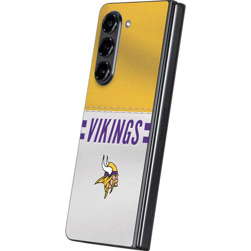 NFL Minnesota Vikings White Striped Galaxy Z Fold5 5G Skin